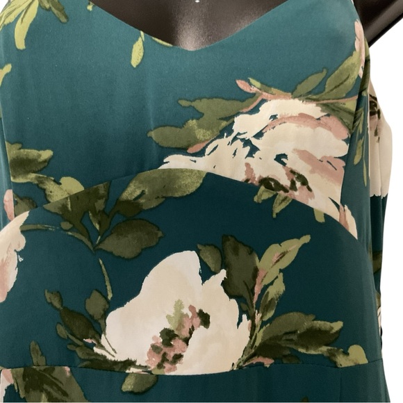 Abercrombie & Fitchburg Green Maxi Dress SZ S Floral Ruffle Tier Women Coquette - Picture 6 of 9